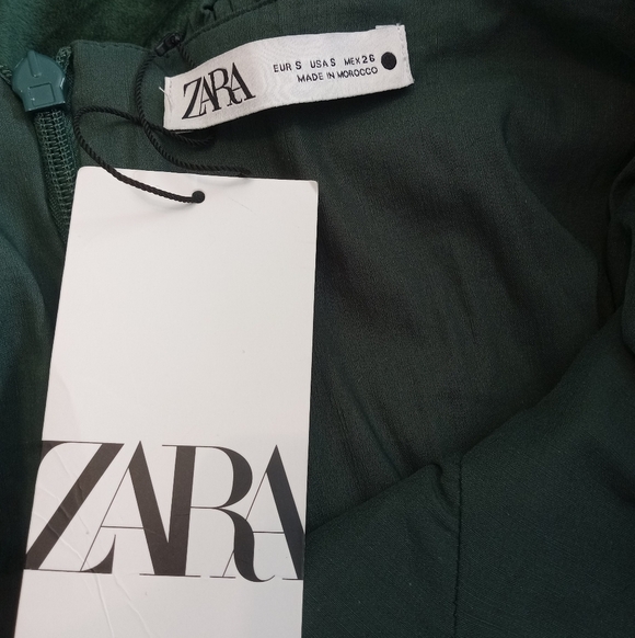 ZARA ASYMMETRICAL LINEN BLEND RUCHED MINI DRESS SIZE S - Picture 10 of 12